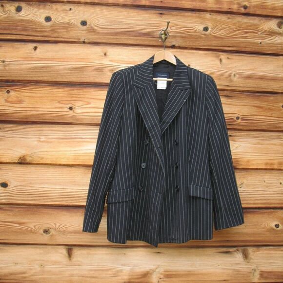 Vintage Piazza Sempione Stretch Wool Pinstripe Double Breasted Jacket Blazer L - Picture 2 of 12